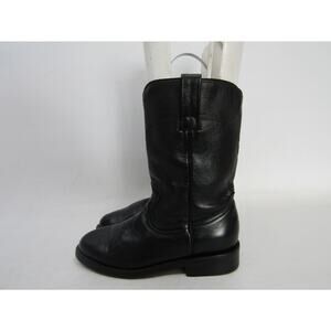 Cowtown Youth Size 5.5 D Black Leather Roper Cowboy Western Boots
